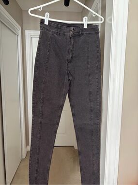 H&M High-Rise Charcoal Seam-Front Jeans